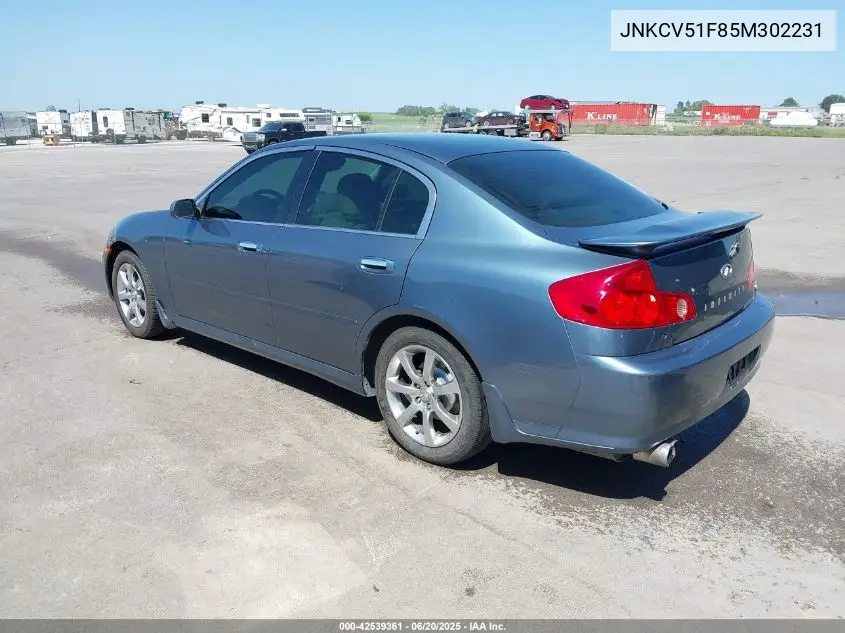 2005 Infiniti G35X VIN: JNKCV51F85M302231 Lot: 42539361