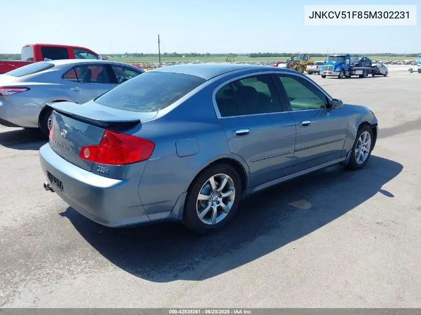 2005 Infiniti G35X VIN: JNKCV51F85M302231 Lot: 42539361