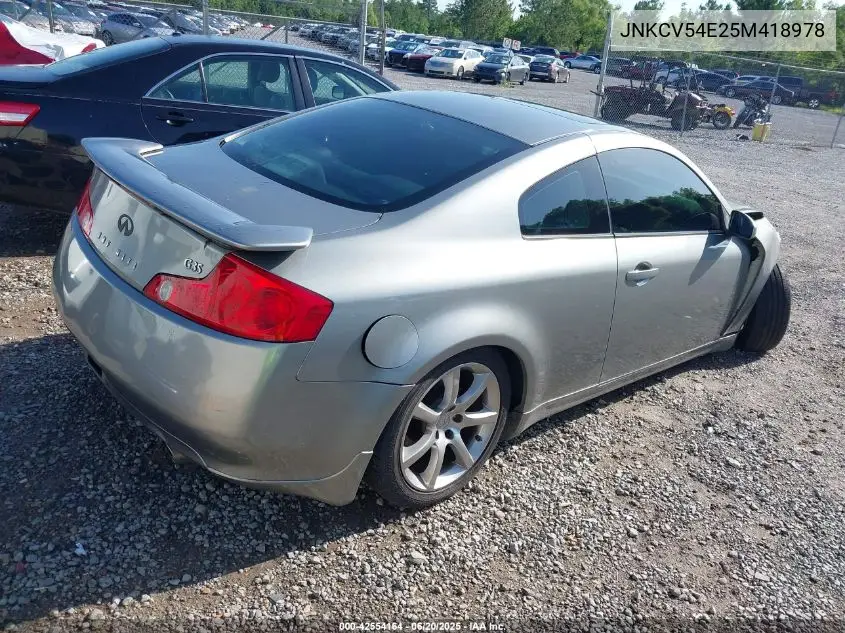 2005 Infiniti G35 VIN: JNKCV54E25M418978 Lot: 42554164