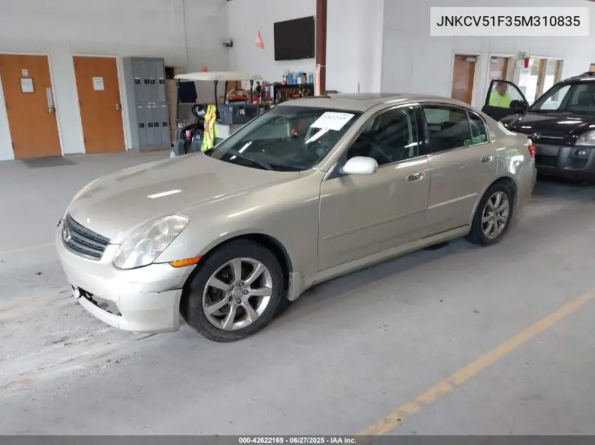 2005 Infiniti G35X VIN: JNKCV51F35M310835 Lot: 42622169