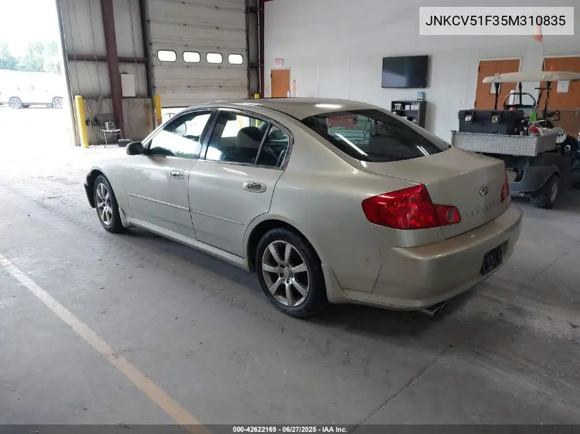 2005 Infiniti G35X VIN: JNKCV51F35M310835 Lot: 42622169