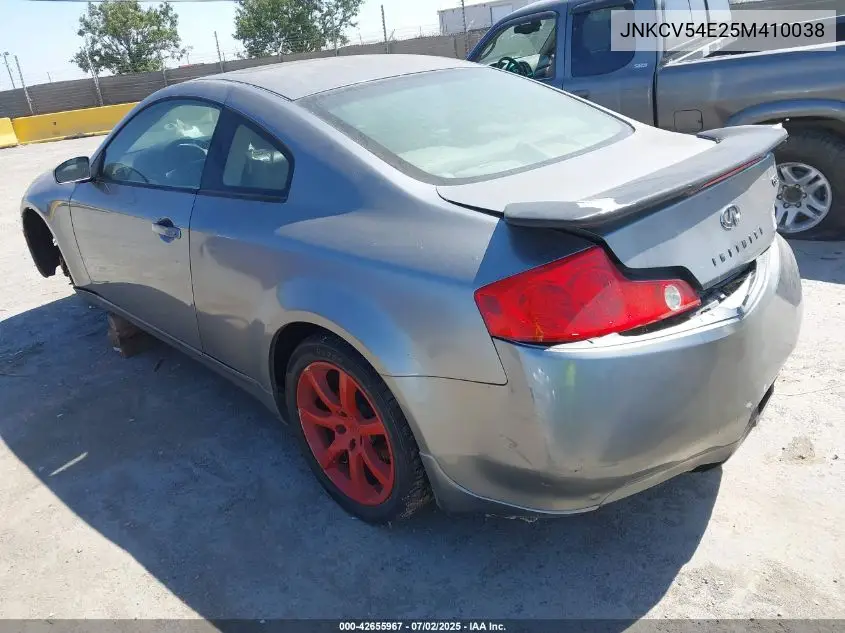 2005 Infiniti G35 VIN: JNKCV54E25M410038 Lot: 42655967