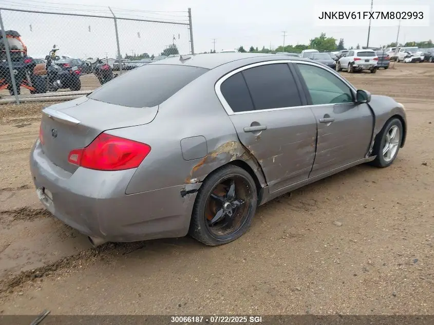 2007 Infiniti G35 VIN: JNKBV61FX7M802993 Lot: 30066187