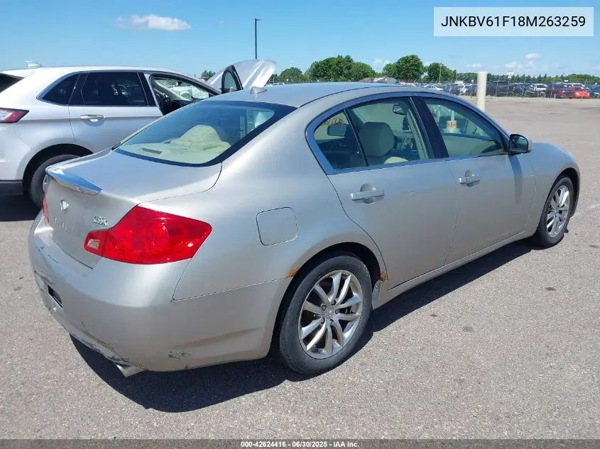 2008 Infiniti G35 VIN: JNKBV61F18M263259 Lot: 42624416