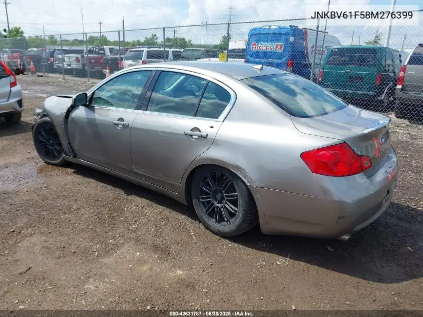 2008 Infiniti G35X VIN: JNKBV61F58M276399 Lot: 42631787