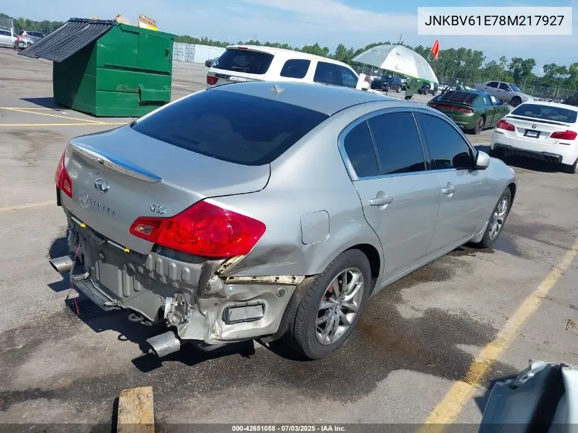 2008 Infiniti G35 Journey VIN: JNKBV61E78M217927 Lot: 42651058
