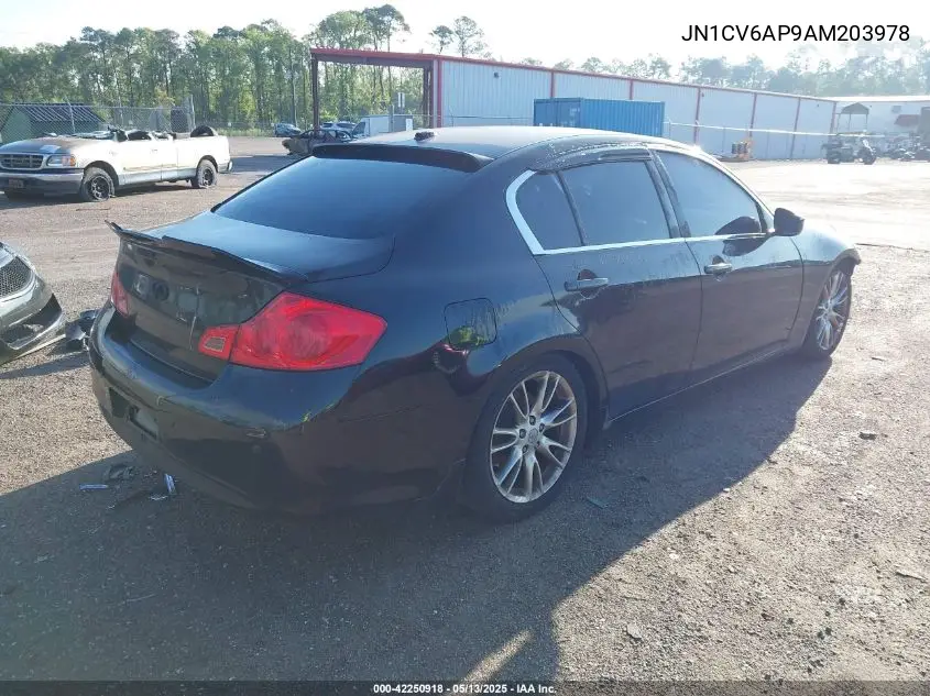 2010 Infiniti G37 Journey VIN: JN1CV6AP9AM203978 Lot: 42250918
