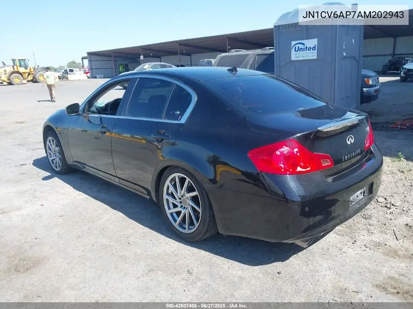 2010 Infiniti G37 Journey VIN: JN1CV6AP7AM202943 Lot: 42607405