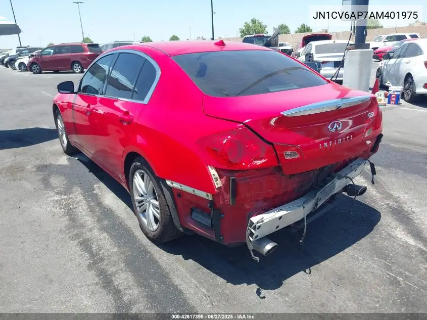 2010 Infiniti G37 Journey VIN: JN1CV6AP7AM401975 Lot: 42617395