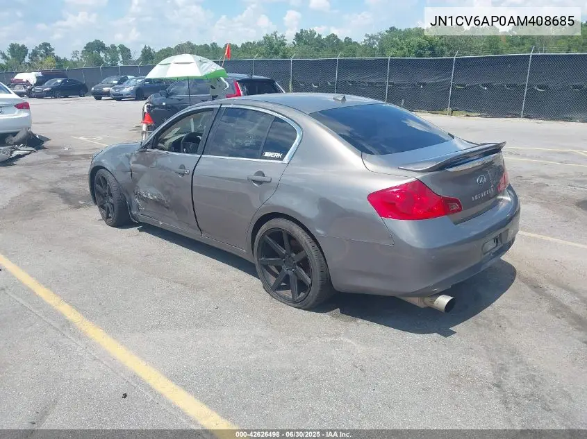 2010 Infiniti G37 Journey VIN: JN1CV6AP0AM408685 Lot: 42626498