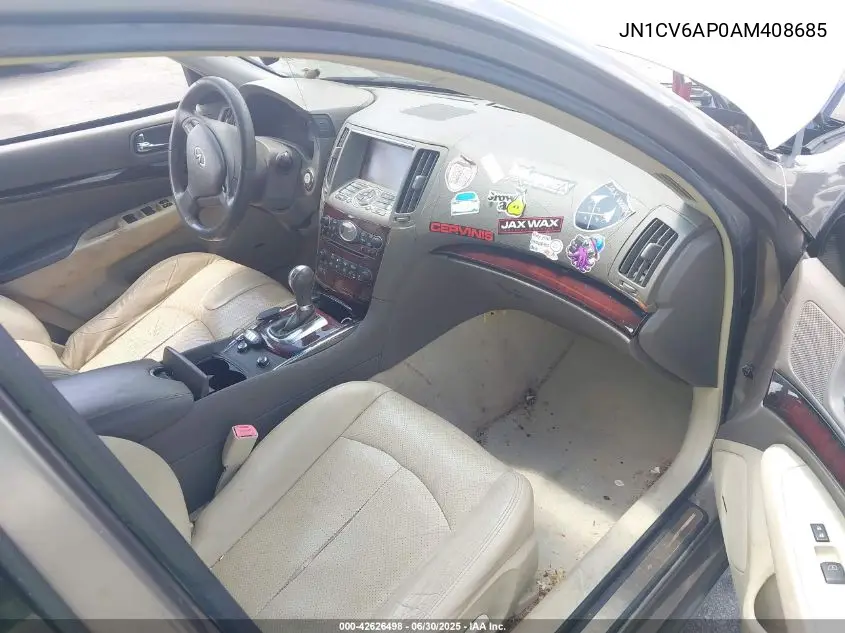 2010 Infiniti G37 Journey VIN: JN1CV6AP0AM408685 Lot: 42626498