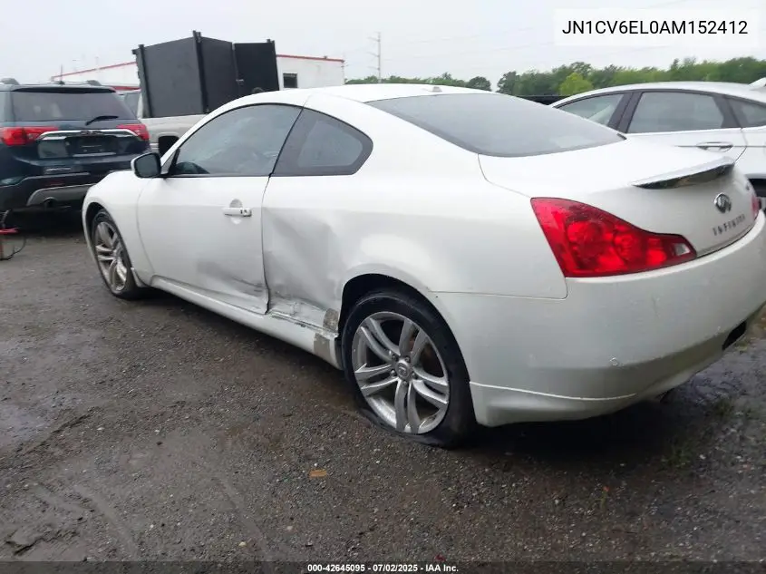 2010 Infiniti G37 VIN: JN1CV6EL0AM152412 Lot: 42645095
