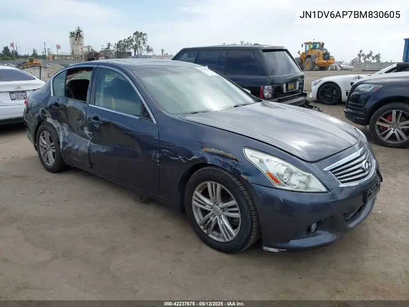 2011 Infiniti G25 Journey VIN: JN1DV6AP7BM830605 Lot: 42237675