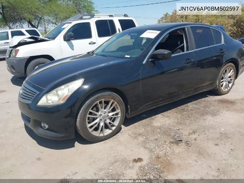 2011 Infiniti G37 Journey VIN: JN1CV6AP0BM502597 Lot: 42608554
