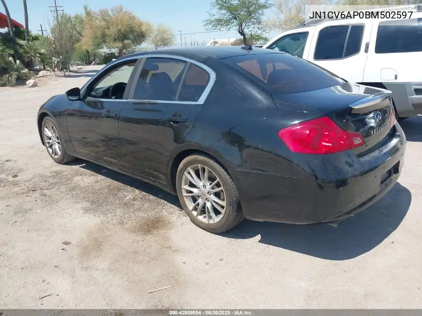 2011 Infiniti G37 Journey VIN: JN1CV6AP0BM502597 Lot: 42608554