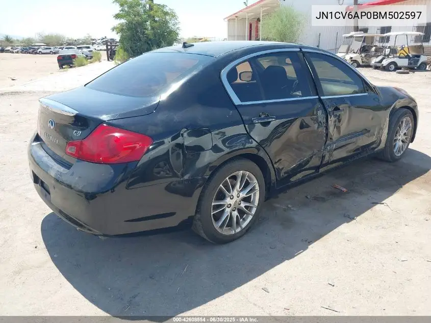 2011 Infiniti G37 Journey VIN: JN1CV6AP0BM502597 Lot: 42608554
