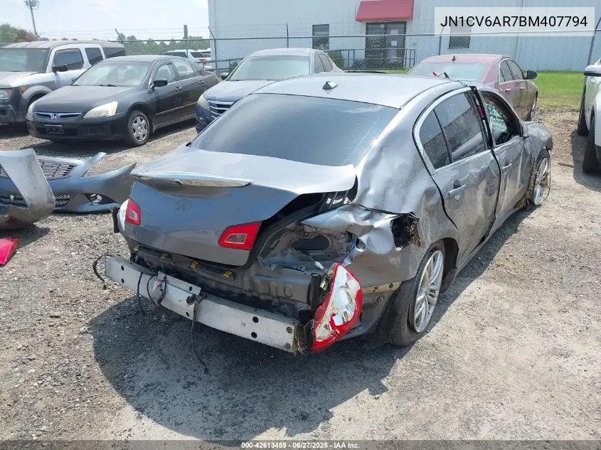 2011 Infiniti G37 VIN: JN1CV6AR7BM407794 Lot: 42613459