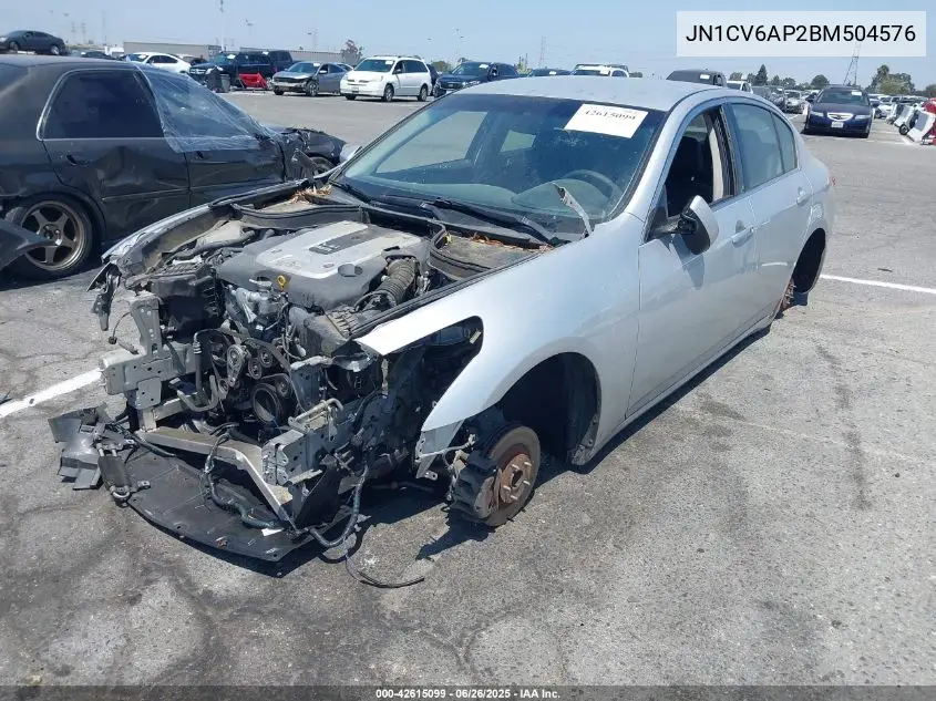 2011 Infiniti G37 Journey VIN: JN1CV6AP2BM504576 Lot: 42615099