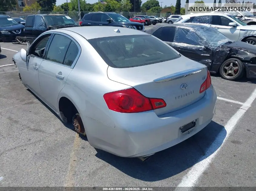 2011 Infiniti G37 Journey VIN: JN1CV6AP2BM504576 Lot: 42615099