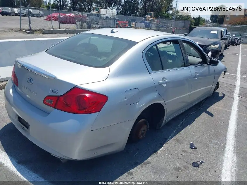 2011 Infiniti G37 Journey VIN: JN1CV6AP2BM504576 Lot: 42615099