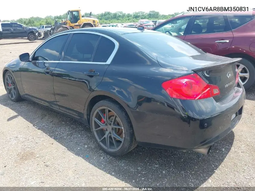 2011 Infiniti G37X VIN: JN1CV6AR8BM350831 Lot: 42616204