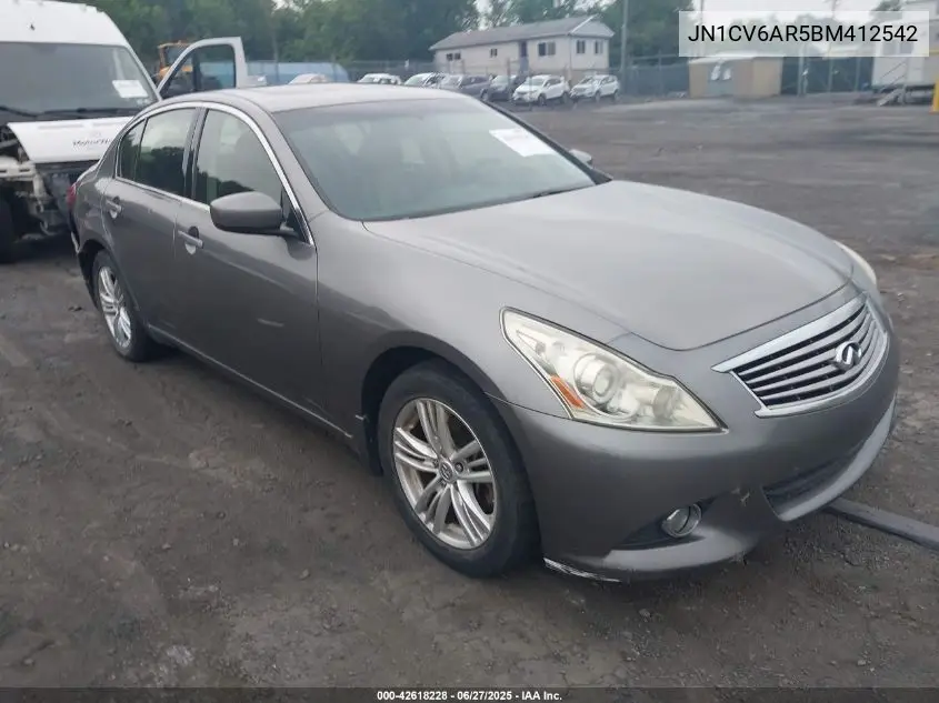 2011 Infiniti G37X VIN: JN1CV6AR5BM412542 Lot: 42618228