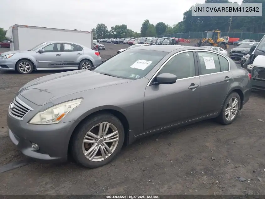 2011 Infiniti G37X VIN: JN1CV6AR5BM412542 Lot: 42618228