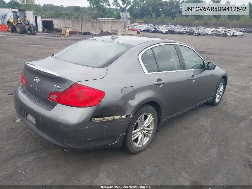 2011 Infiniti G37X VIN: JN1CV6AR5BM412542 Lot: 42618228