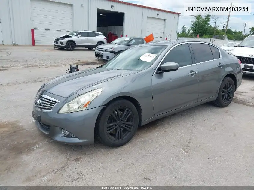 2011 Infiniti G37X VIN: JN1CV6ARXBM403254 Lot: 42618471