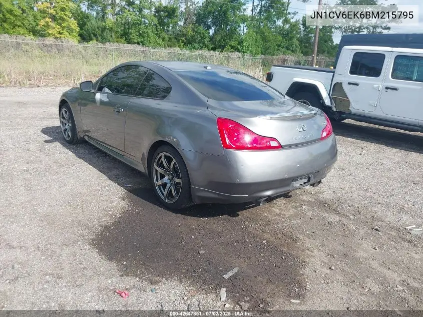 2011 Infiniti G37 Journey VIN: JN1CV6EK6BM215795 Lot: 42647851
