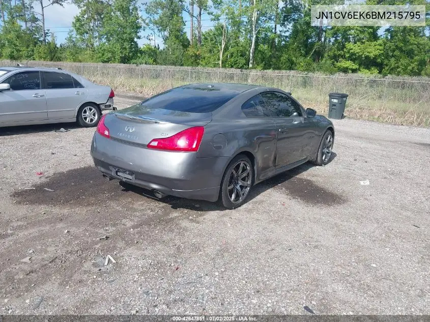 2011 Infiniti G37 Journey VIN: JN1CV6EK6BM215795 Lot: 42647851