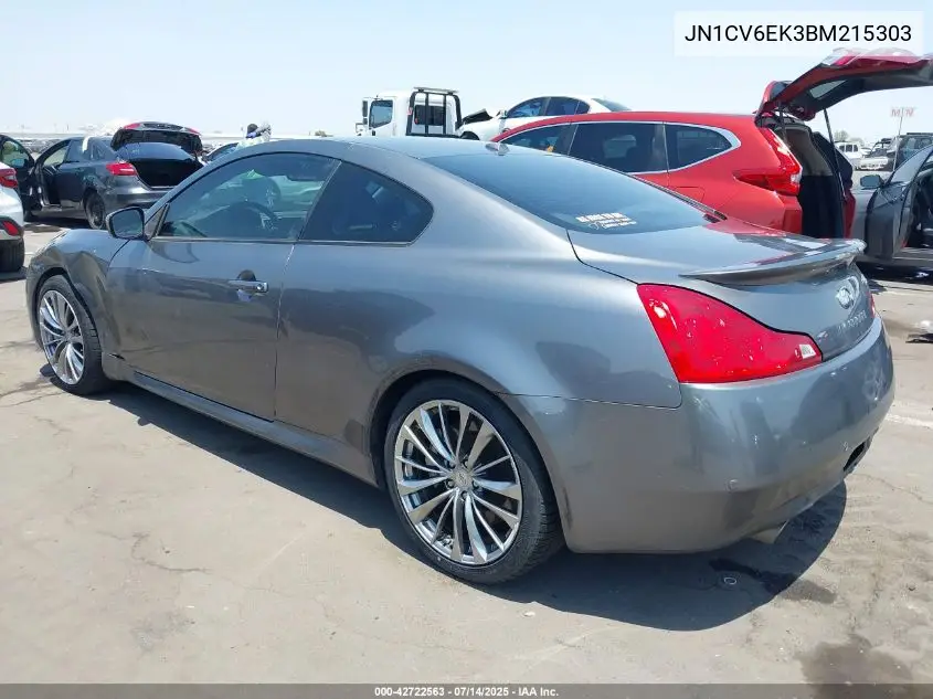 2011 Infiniti G37 Journey VIN: JN1CV6EK3BM215303 Lot: 42722563