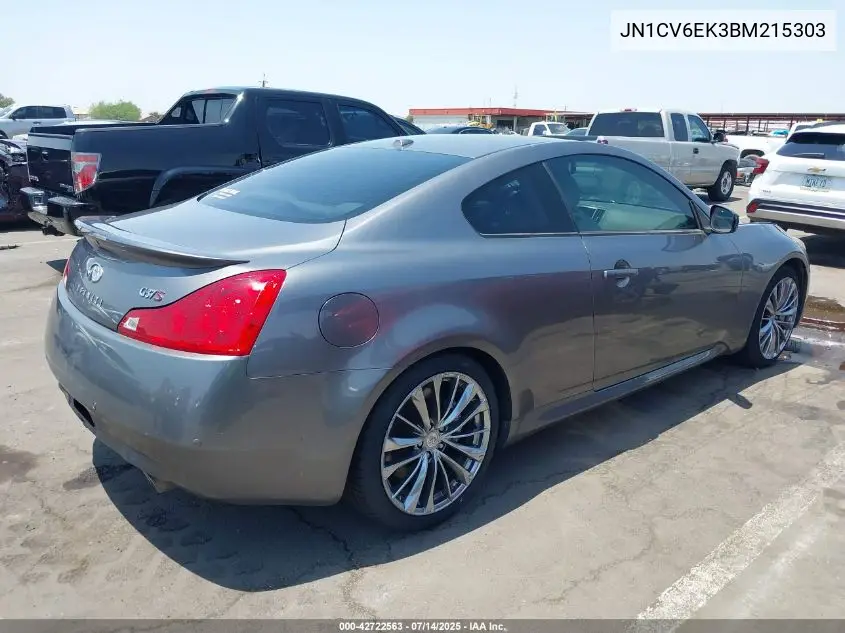 2011 Infiniti G37 Journey VIN: JN1CV6EK3BM215303 Lot: 42722563