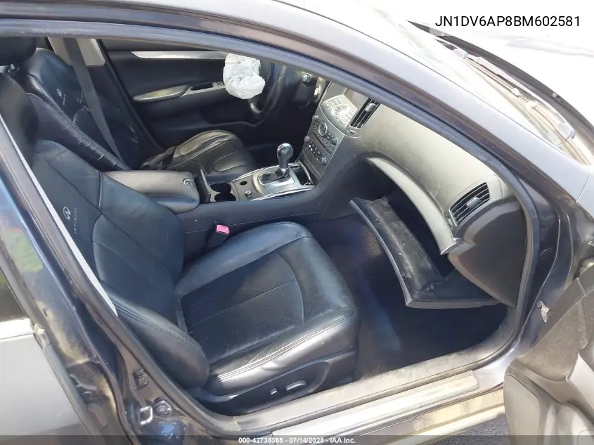 2011 Infiniti G25 Journey VIN: JN1DV6AP8BM602581 Lot: 42735365