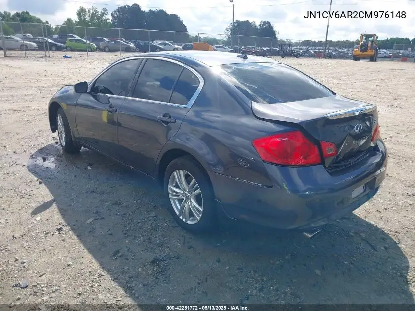 2012 Infiniti G37X VIN: JN1CV6AR2CM976148 Lot: 42251772