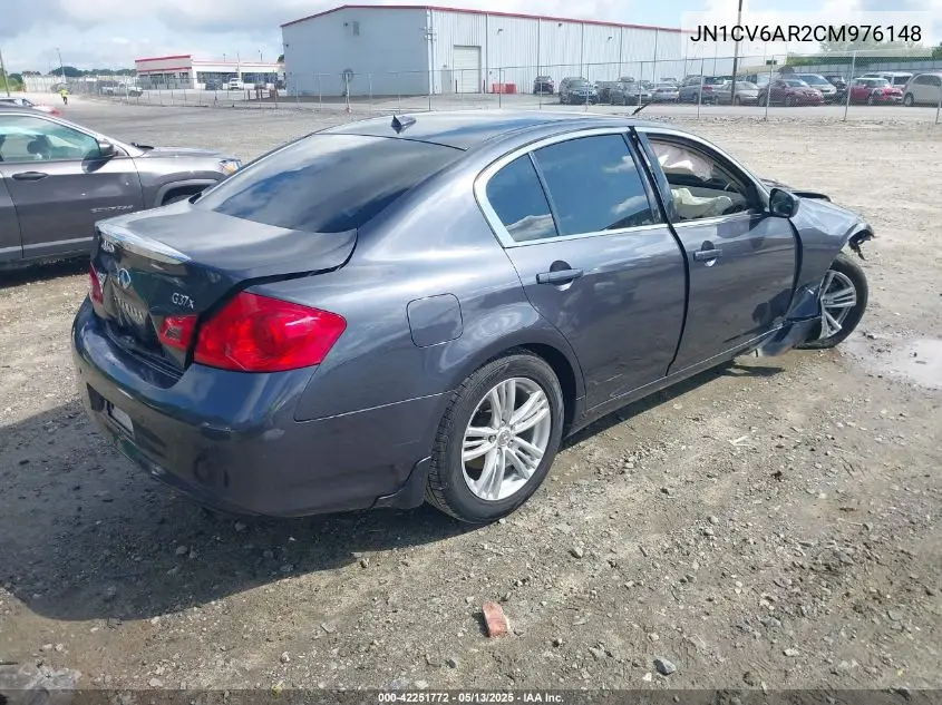 2012 Infiniti G37X VIN: JN1CV6AR2CM976148 Lot: 42251772