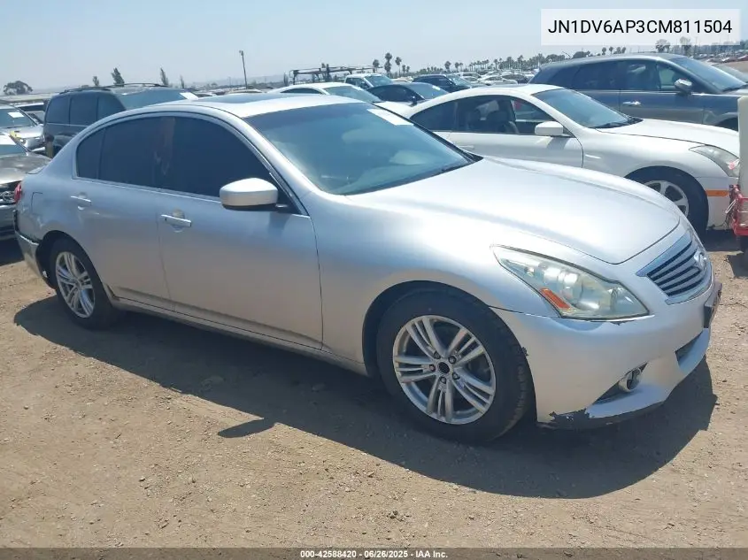 2012 Infiniti G25 Journey VIN: JN1DV6AP3CM811504 Lot: 42588420