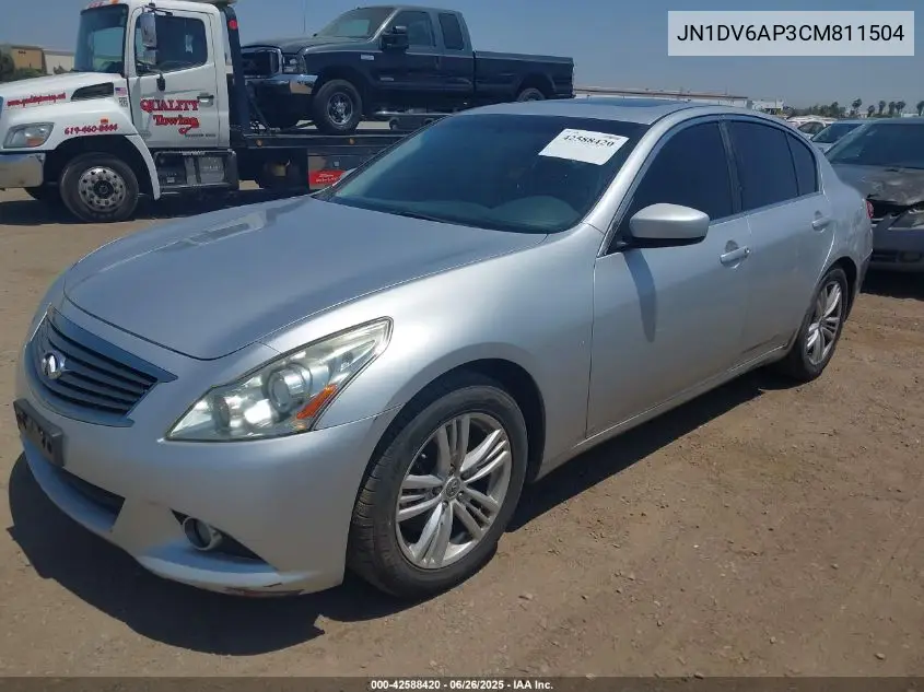 2012 Infiniti G25 Journey VIN: JN1DV6AP3CM811504 Lot: 42588420