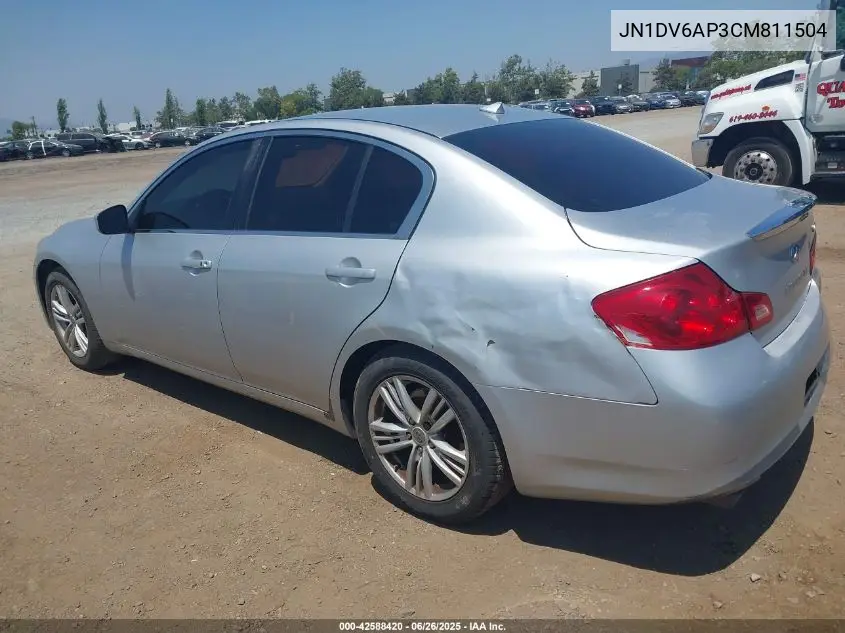 2012 Infiniti G25 Journey VIN: JN1DV6AP3CM811504 Lot: 42588420