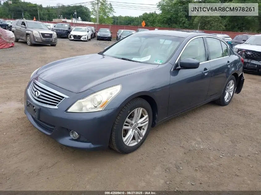 2012 Infiniti G37X VIN: JN1CV6AR8CM978261 Lot: 42589410
