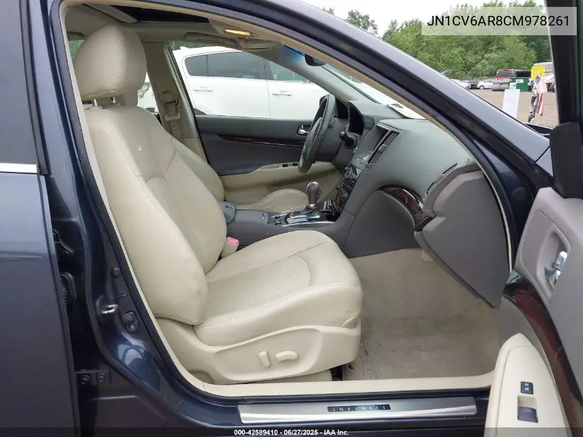 2012 Infiniti G37X VIN: JN1CV6AR8CM978261 Lot: 42589410