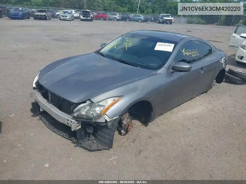 2012 Infiniti G37 Ipl VIN: JN1CV6EK3CM420220 Lot: 42624302