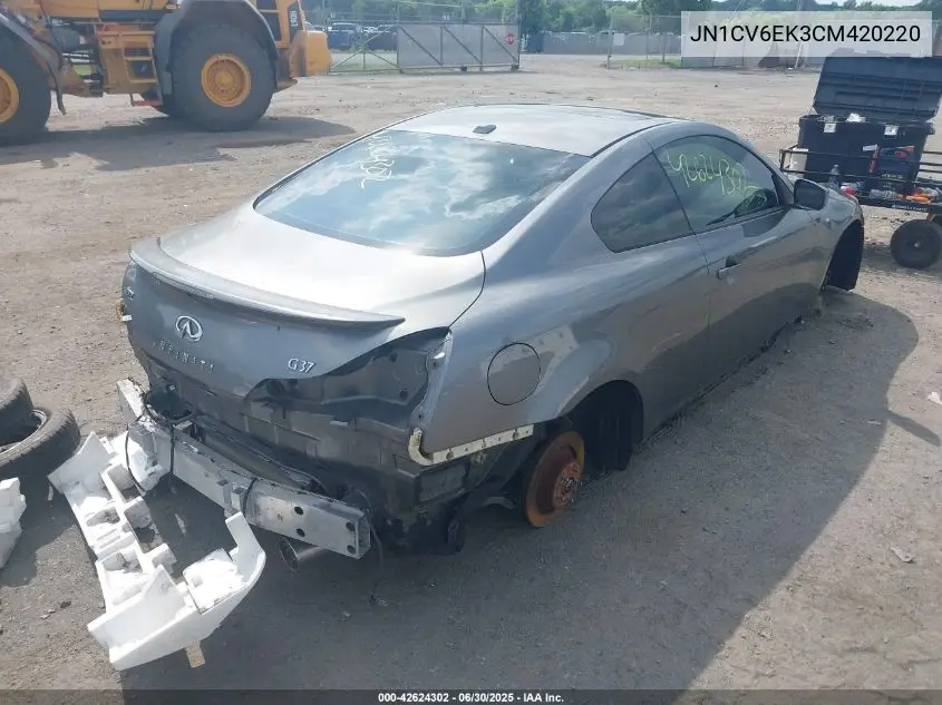 2012 Infiniti G37 Ipl VIN: JN1CV6EK3CM420220 Lot: 42624302