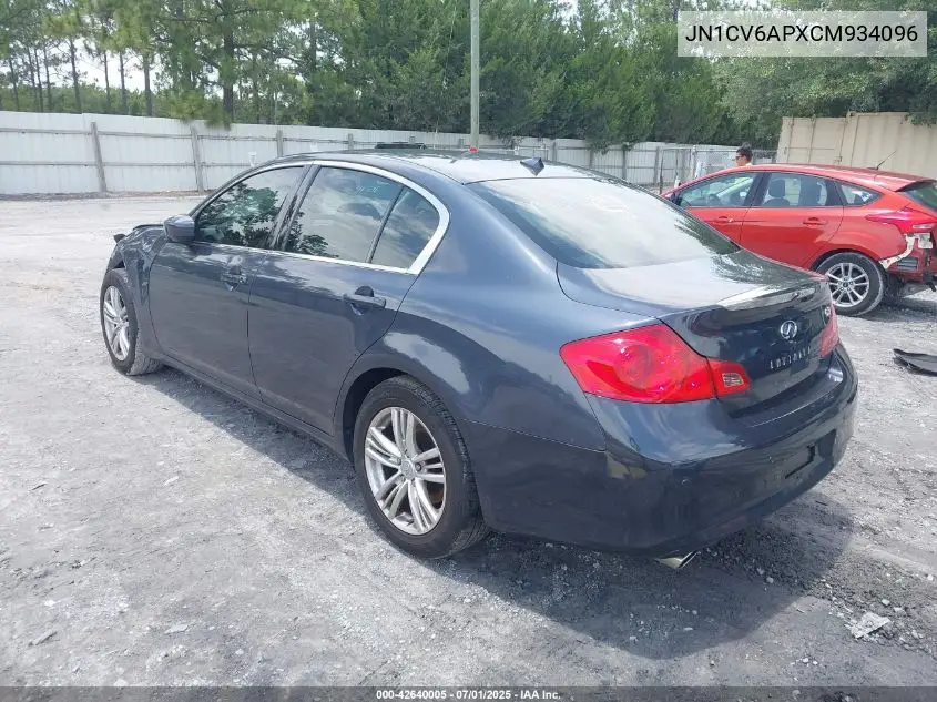 jn1cv6apxcm934096 JN1CV6APXCM934096 2012 Infiniti G37 Journey