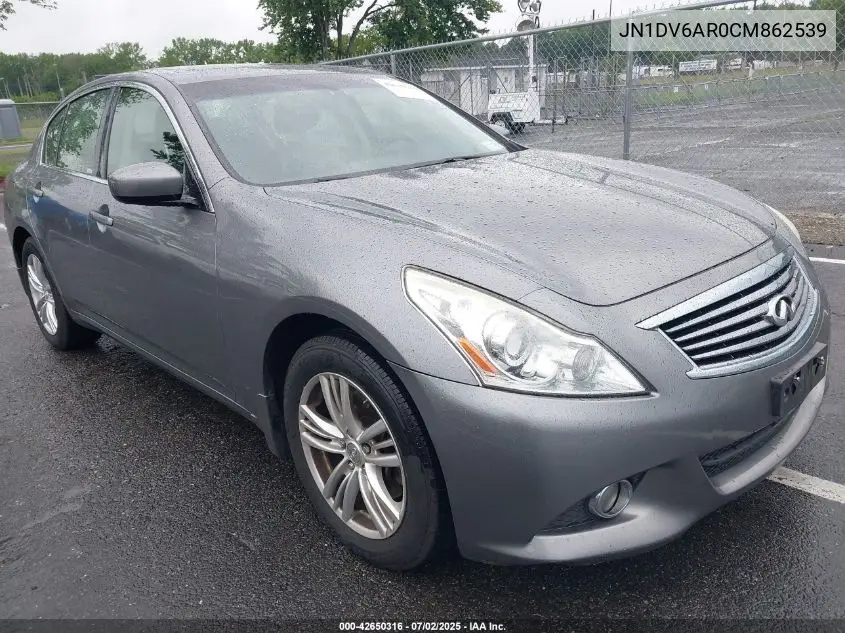 2012 Infiniti G25X VIN: JN1DV6AR0CM862539 Lot: 42650316