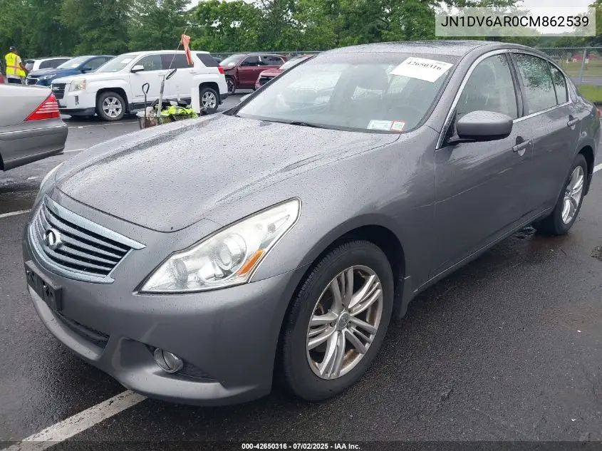 2012 Infiniti G25X VIN: JN1DV6AR0CM862539 Lot: 42650316