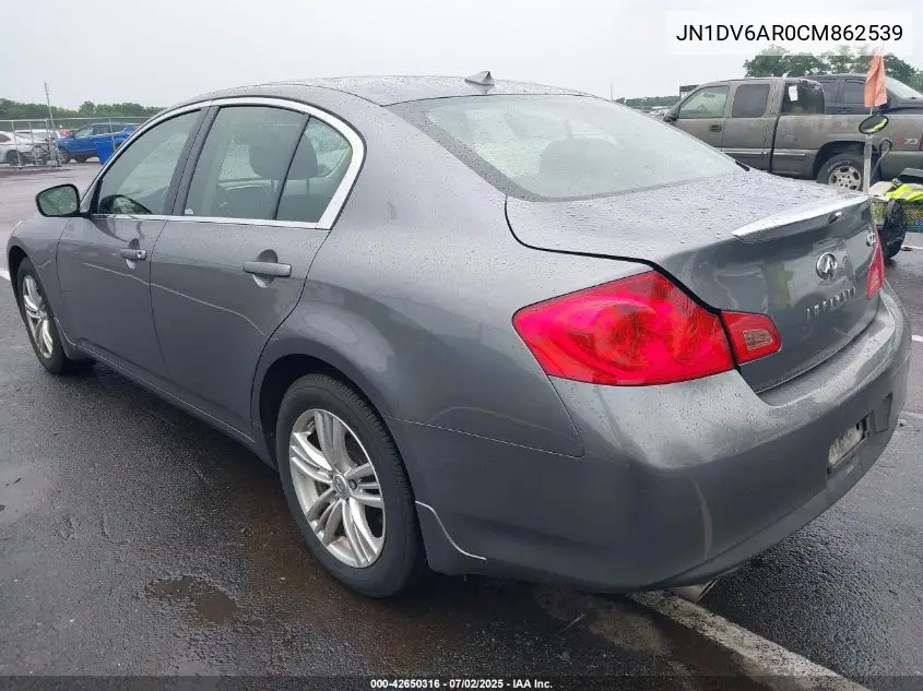 2012 Infiniti G25X VIN: JN1DV6AR0CM862539 Lot: 42650316