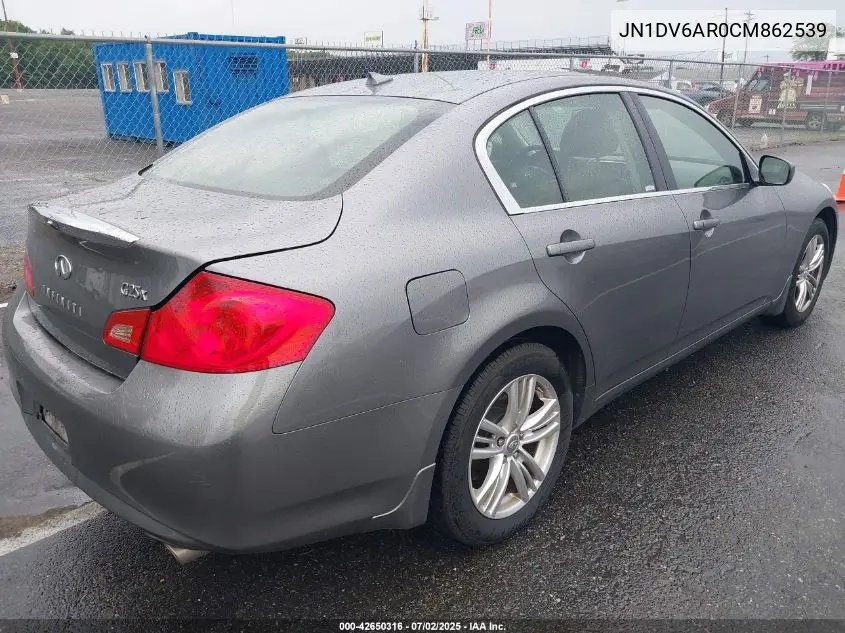 2012 Infiniti G25X VIN: JN1DV6AR0CM862539 Lot: 42650316