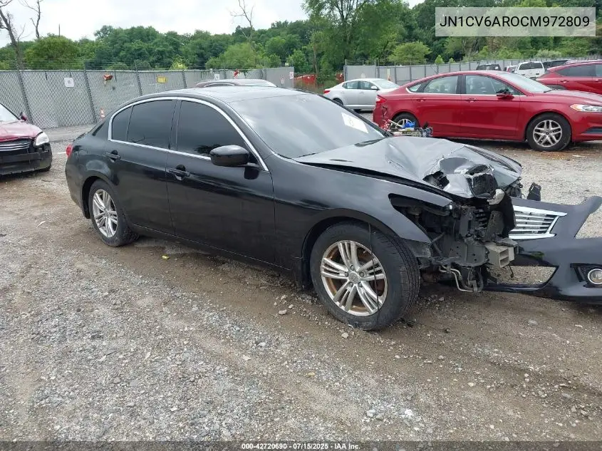 2012 Infiniti G37 VIN: JN1CV6AROCM972809 Lot: 42720690