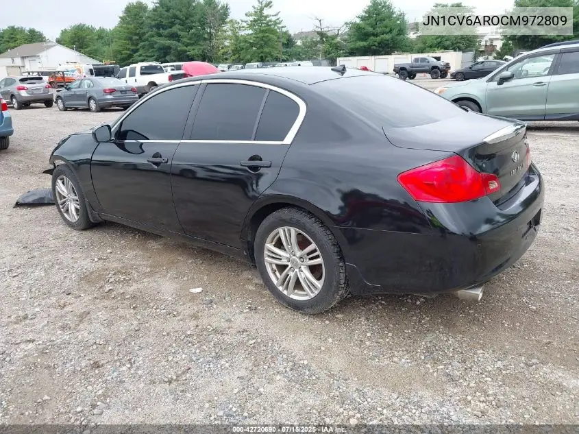 2012 Infiniti G37 VIN: JN1CV6AROCM972809 Lot: 42720690